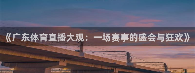 《广东体育直播大观：一场赛事的盛会与狂欢》